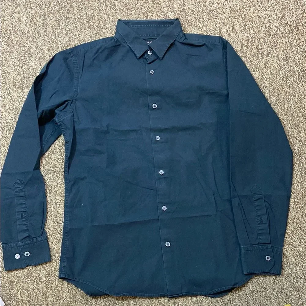 Banana Republic Stretch Tailored Slim Fit Men's Black Shirt Size M 15-15/5 33-34